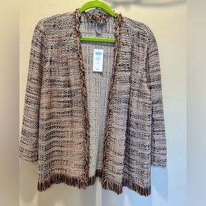 Chicos NWT autumn shell topper.  Beautiful fringe like silk stunning fall colors